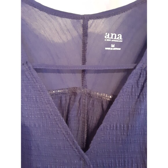A New Approach (ana) New with Tags Navy Pull Over Blouse Top Size Medium - Picture 4 of 7